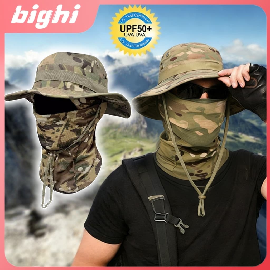 Chapéu de Pesca Japonês com Máscara Facial e Proteção Solar UV  Respirável para Atividades ao Ar Livre