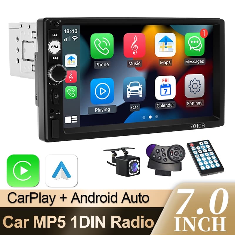 Carro Kereta Rádio Estéreo Bluetooth Tela De Toque Mirro Link 1 Din 12V MP5 Player AUX FM Multimídia