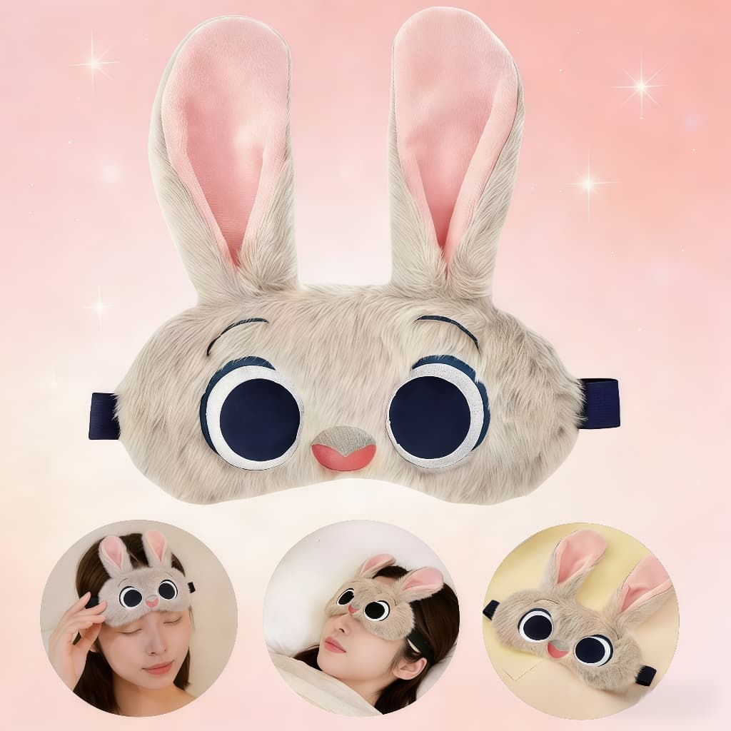 Coelha Judy Máscara de Dormir Pelúcia Fofo Infantil Tapa Olho Cartoon