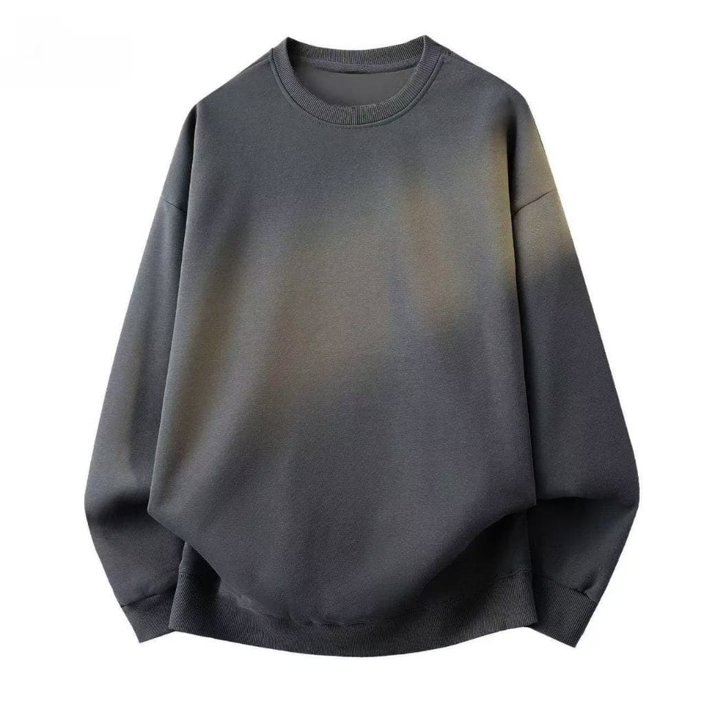 Cor sólida All-Match em torno do pescoço moletom masculino primavera outono estilo Casual