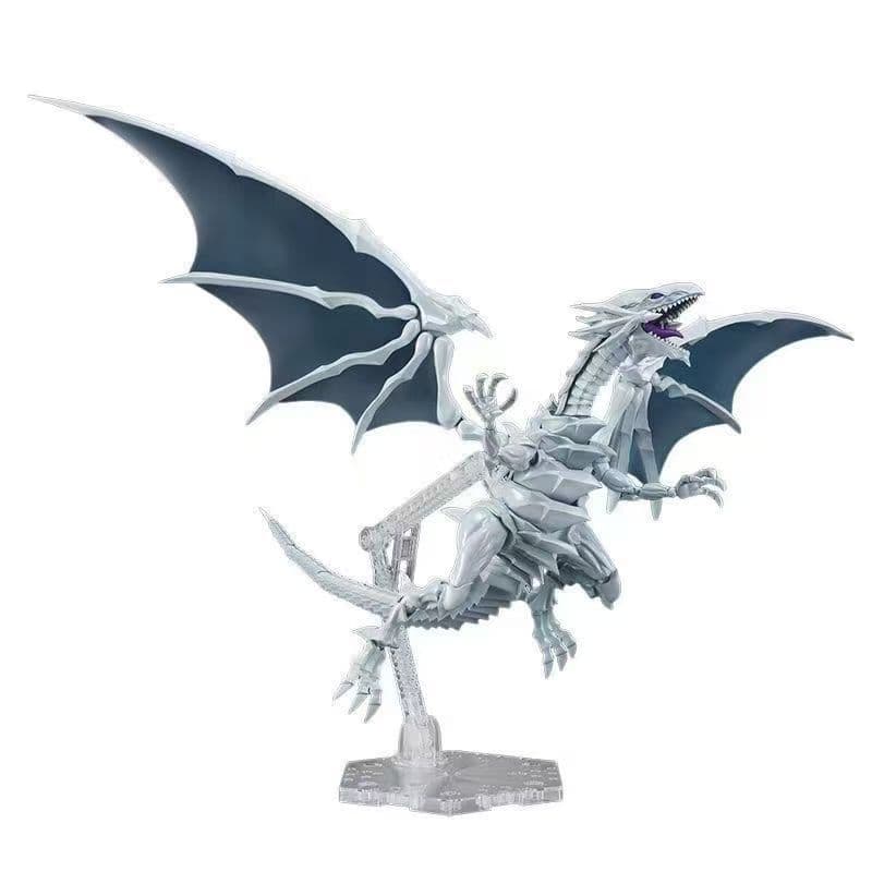 Kit De Modelo De Montagem De Dragão Branco De Olhos Azuis Amplificados Com Revestimento Metálico E Acabamento Ciano