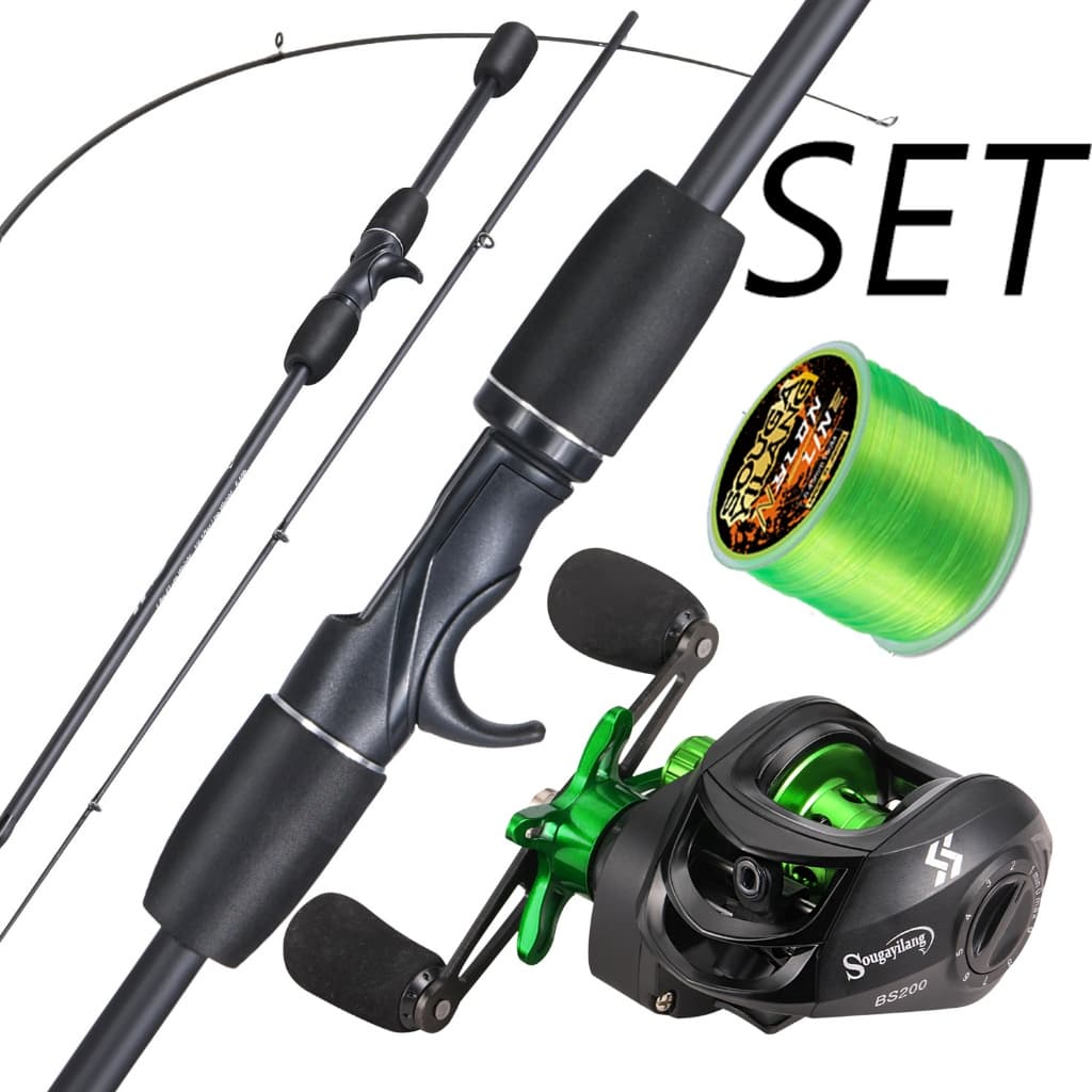 Sougayilang Conjunto De Vara De Pesca , De 1.8m Com Carretel Arremesso 7.2 : 1 Relação De Engrenagem Acessório De Isca D