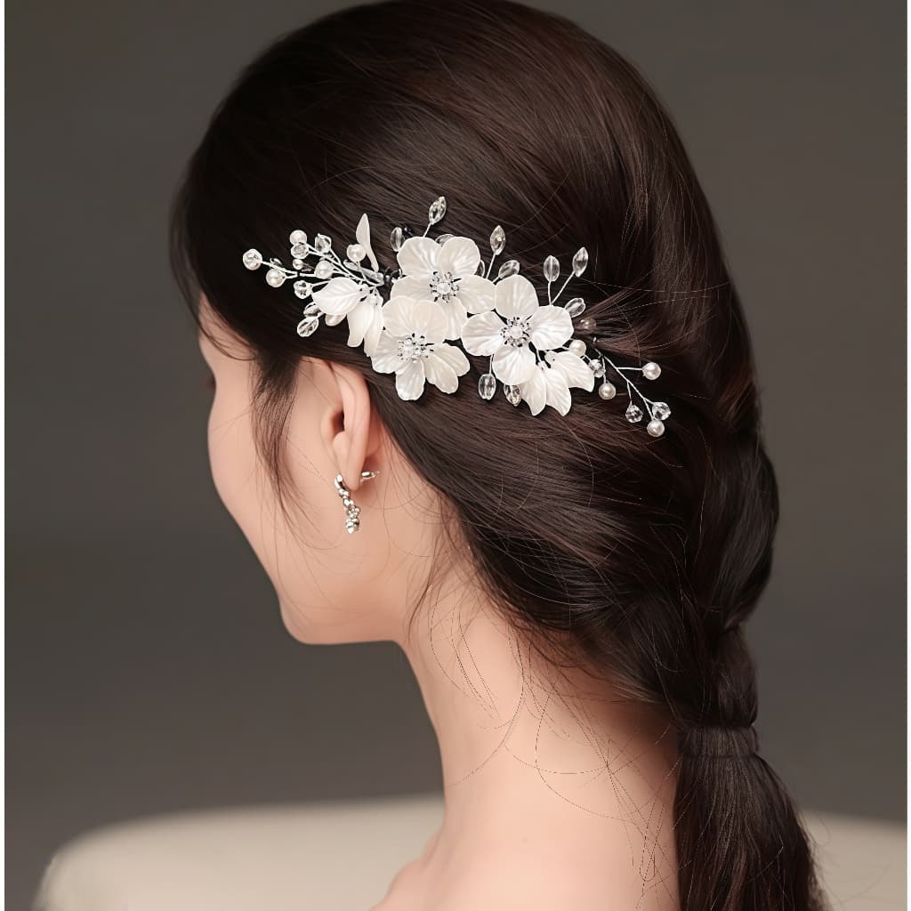 Arranjo de Cabelo Para Noiva Flor Debutante Madrinha Grinalda Noiva Enfeite Floral Pérola Casamento