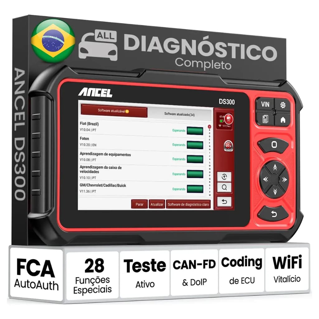 ANCEL DS300 Scanner Automotivo Teste Ativo Obd2 Scanner diagnóstico automotivo Codificação de ECU A/F