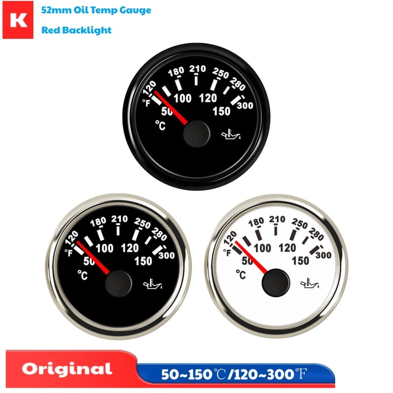 Caminhão Automóvel 52mm 50-150 ° C Mostrar Medidores De Temperatura Do Óleo Barco 120-300 F Preto Com Sinal De Entrada D