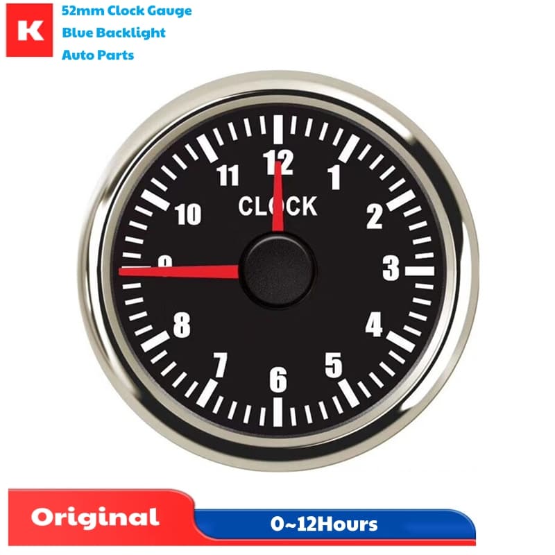Carros Luz De Fundo Azul Relógio Medidores Instrumento 52mm 0-12 Horas Mostrar De Ampulhetas Brancas Marinha À Prova D'á