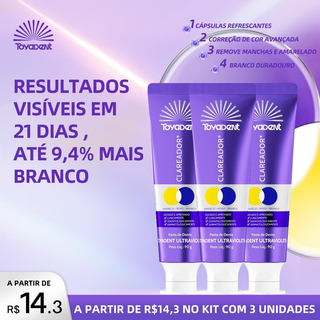 TOYADENT® Pasta de dente iluminadora óptica ultravioleta 90g | Certo triplo da segurança da proteção da goma do fluoreto