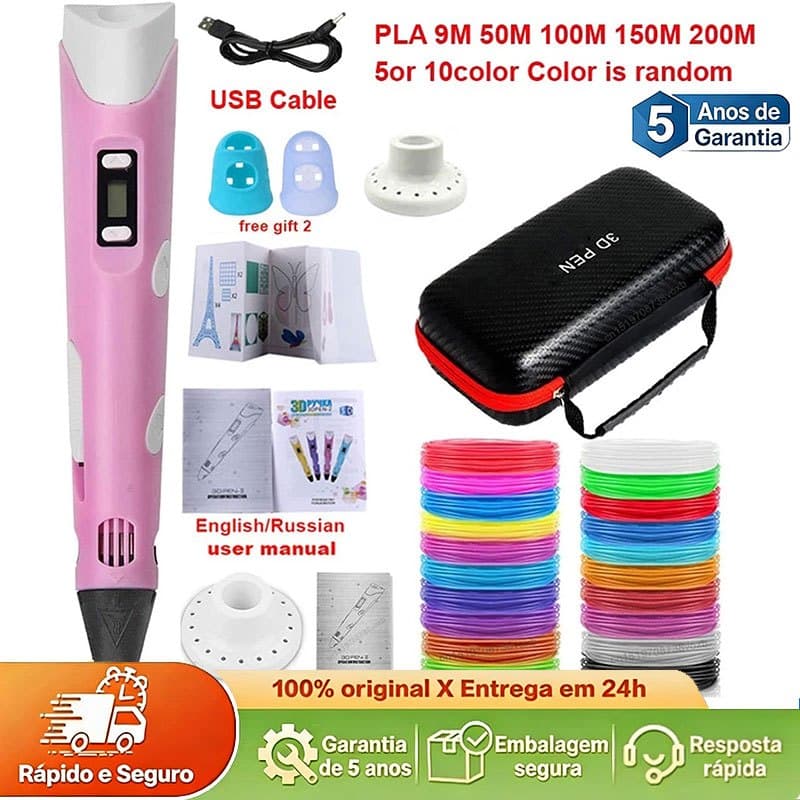 Caneta De Impressão Mágica 3D Grátis 10M DIY PLA Filamento Desenho Brinquedo Presente De Aniversário Criança ABS Tela LC