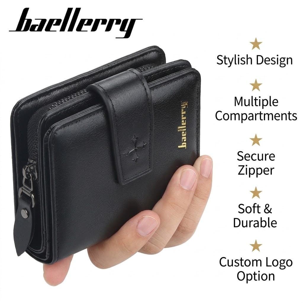 Carteira Masculina De Couro Com Zíper Para Moedas – Curta Macia E Espessada Viagens Uso Diário