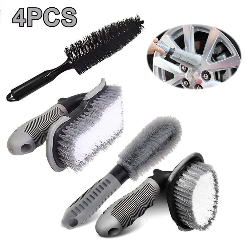 Kit de Escovas Profissionais / Limpeza de Rodas Pneus Aros 4 Peças