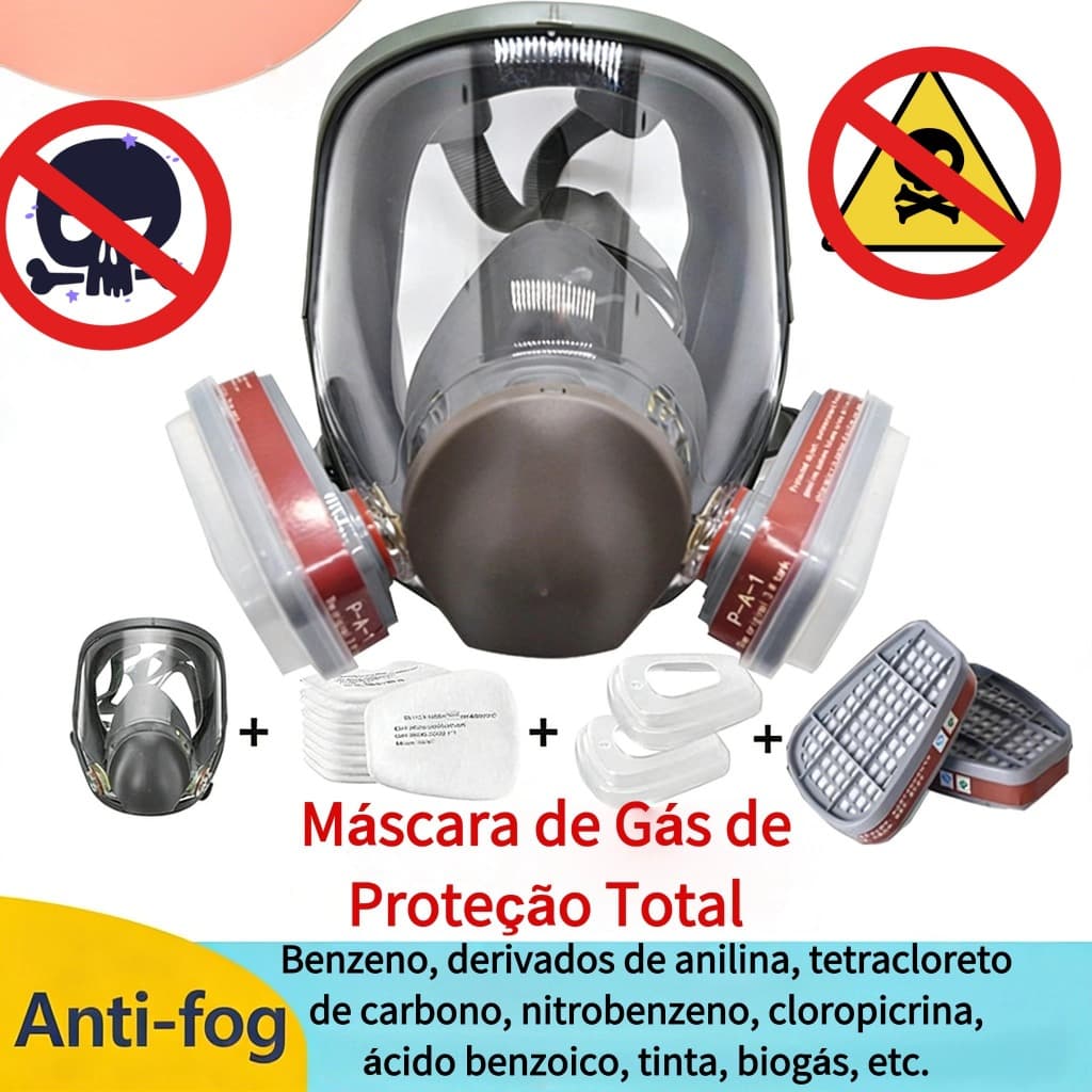 A combinação ideal para proteção química: respirador profissional de meia máscara, óculos de segurança e filtros.