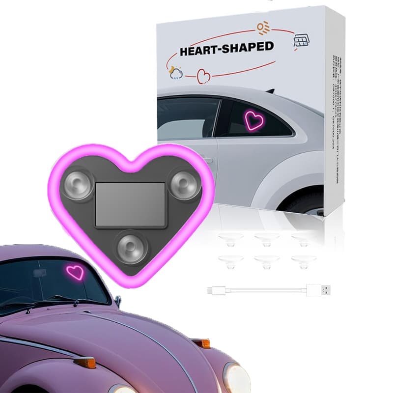 Luz Solar LED Atmosférica Para Carro-Janela Triangular Em Formato De Coração, Sem Fiação, Nova Decoração De Interiores