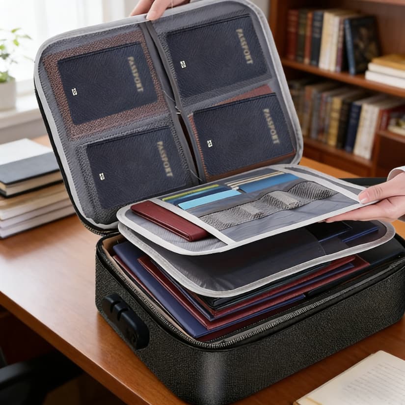 Bolsa Pasta Organizador De Documentos Vários Compartimento Trava Com Segredo Passaporte Cartão Identidade Diploma