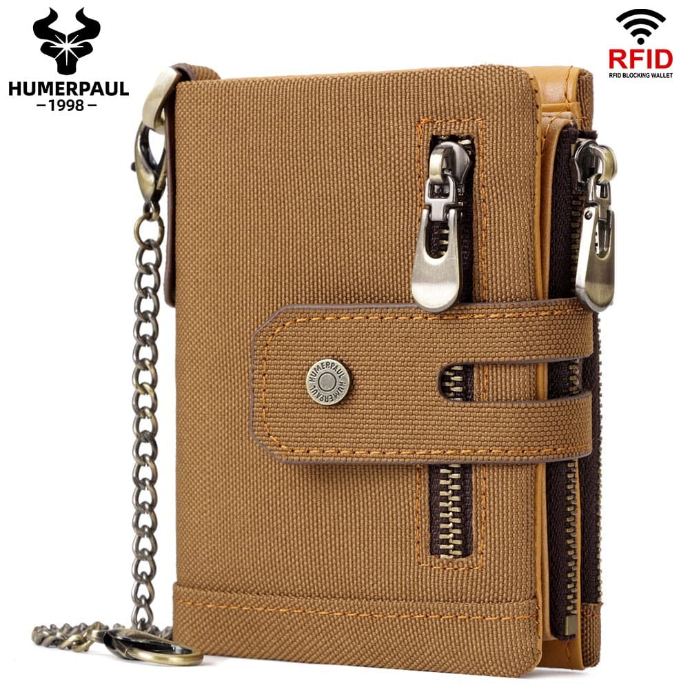 HUMERPAUL Carteira Masculina De Tecido Oxford Com Material De Couro De Alta Capacidade BU129