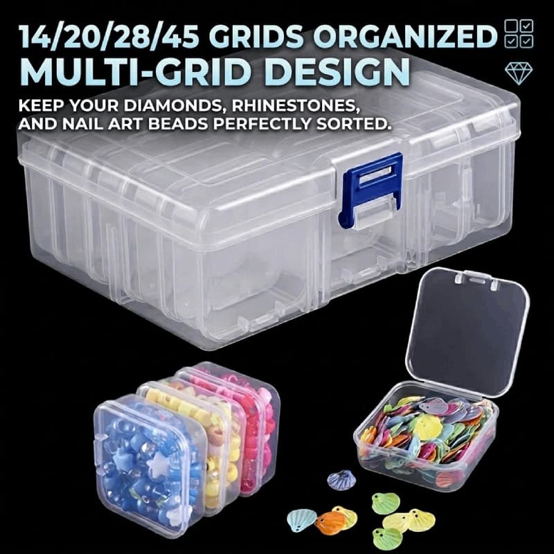 DIY Caixa De Armazenamento De Pintura Diamante 14/20/28/45 Grades Para Strass Arte Do Prego Jóias Organizador Caso Ideal