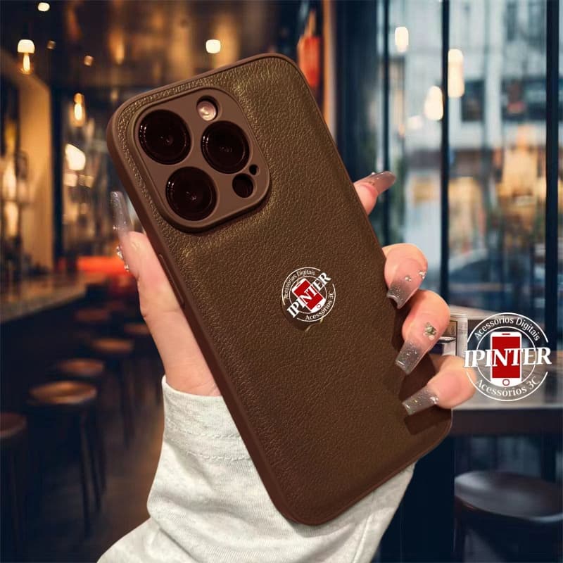 Capa De Textura De Couro De Alta Qualidade Para iPhone Air 17 16 15 14 13 12 11 Pro Max Original Lisa