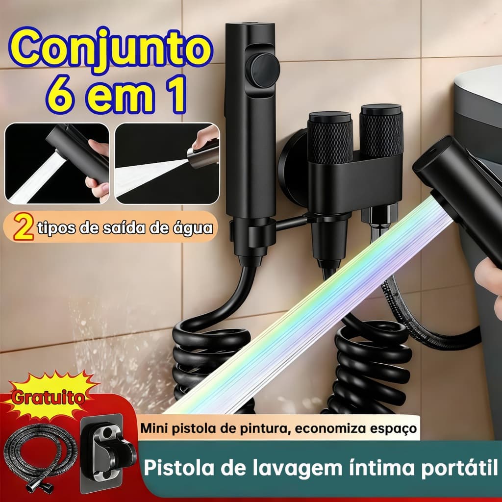 Ducha Higiênica Para Banheiro Com Mangueira flexível com mola e suporte