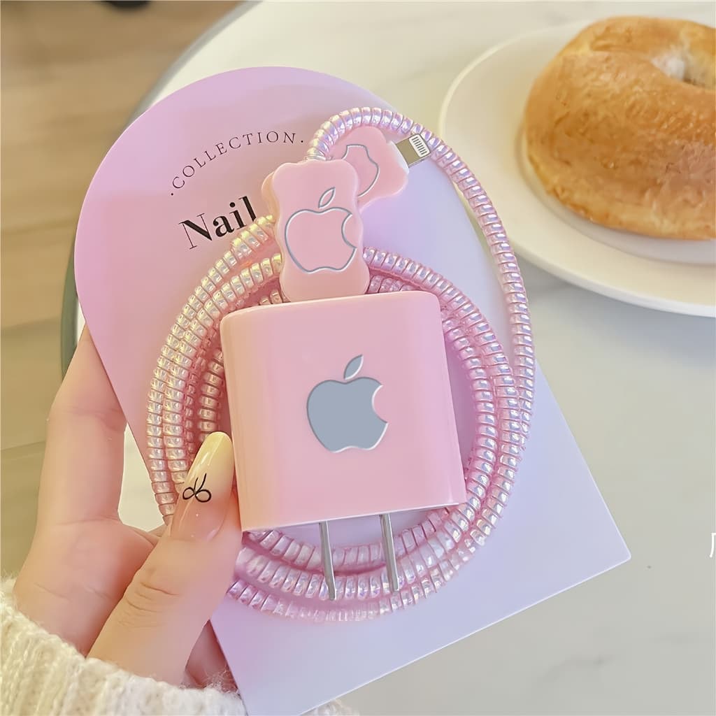 Capa protetora de carregamento rápido para iPhone 18W e 20W, cabo de dados completo feminino elegante rosa Apple 20W, ca