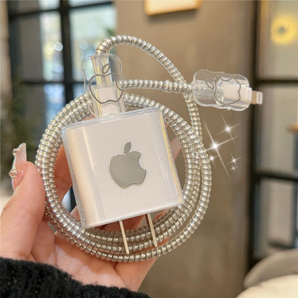 Capa protetora para carregador de iPhone de carregamento rápido de 20 W, capa protetora de cabo de dados com etiqueta pr