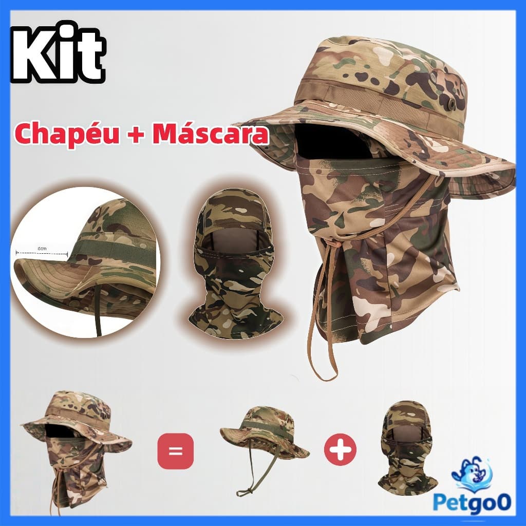Um Conjunto De 2 Peças De Chapéu Camuflado Com Aro Redondo E Lenço No Pescoço , Escalada Ao Ar Livre , Pesca , Proteção
