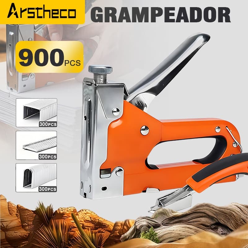 Grampeador Tapeceiro + 900 Grampos Ferramentas Profissional Arstheco