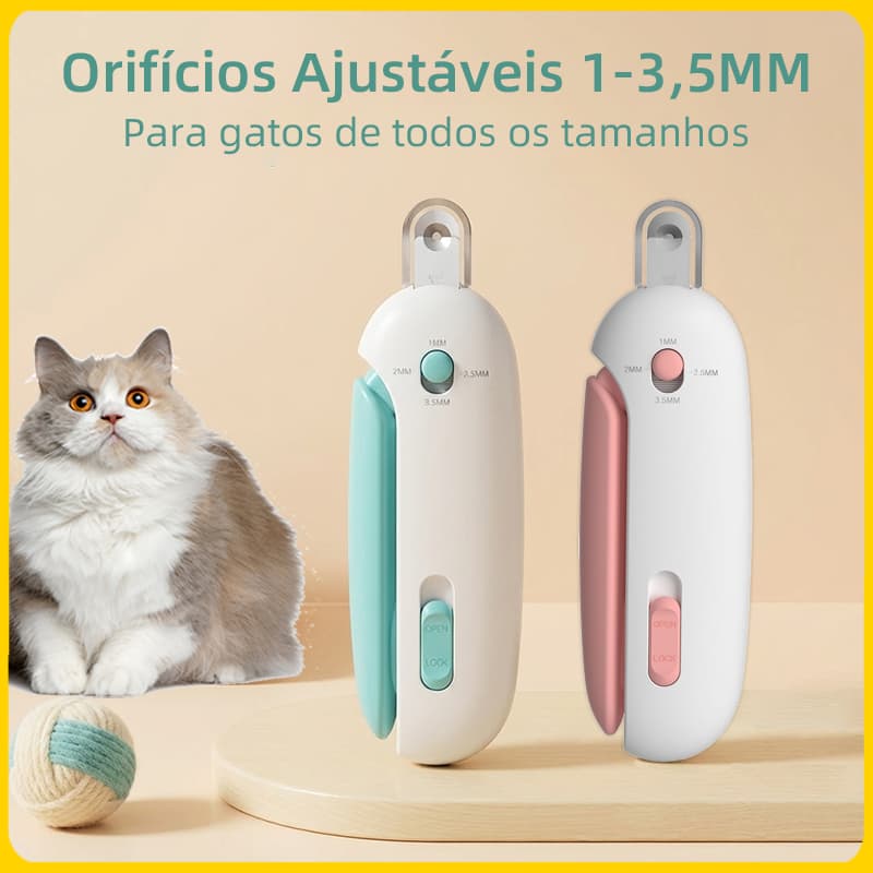 Tesoura para Unhas de Gato Cor Rosa/Azul, Ajustável 1-3.5mm, com Lixa e Parafuso Anti-Espalhamento