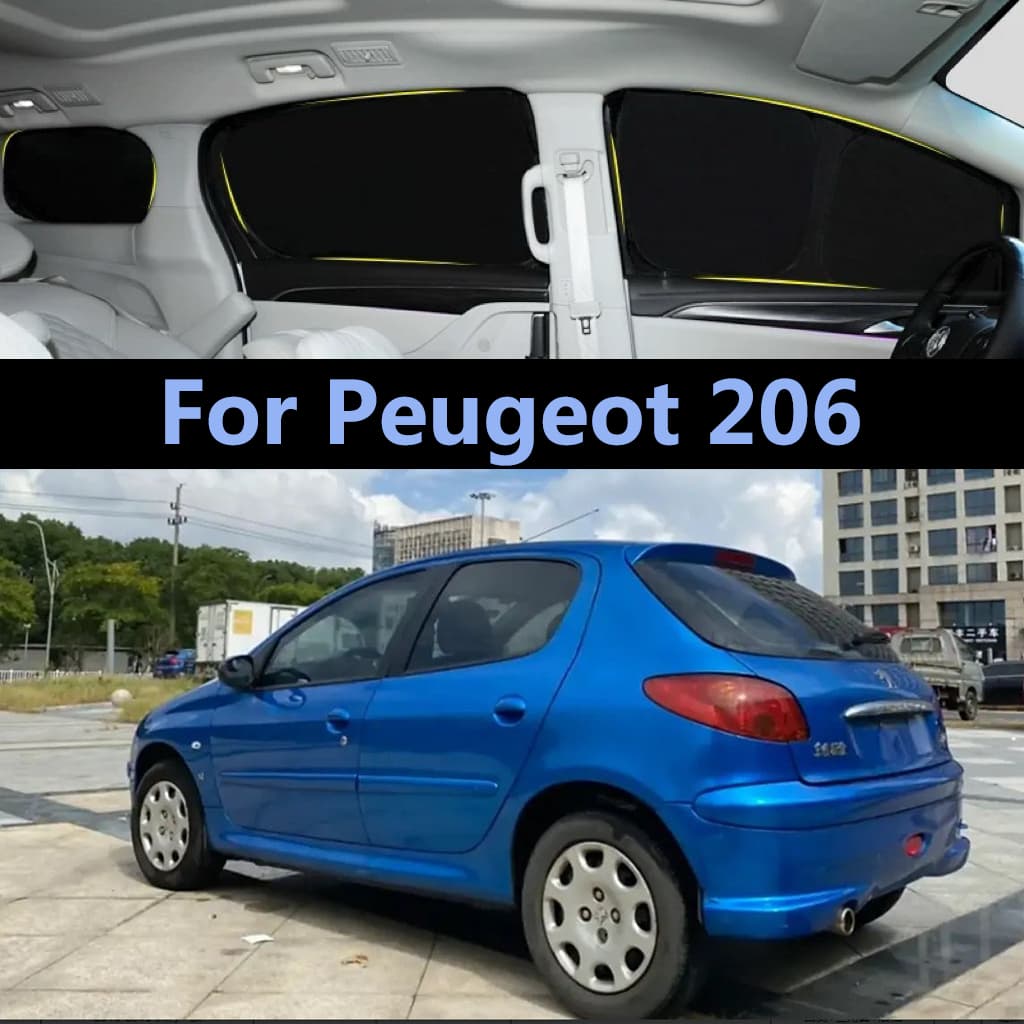 Pára-Sol Do Carro Para Peugeot 206 Cortina De Totalmente Blackout Proteção Solar Privacidade Acampamento Janela Lateral 