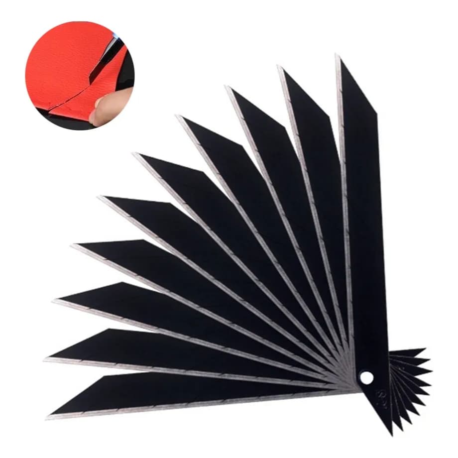 100 Un Lâminas 30 Graus Black Aço Carbono Estilete 9mm