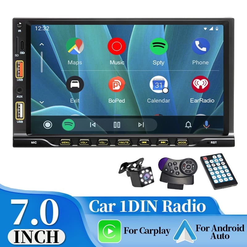 Carro Kereta Rádio Estéreo Bluetooth Tela De Toque Mirro Link 1 Din 12V MP5 Player AUX FM Multimídia