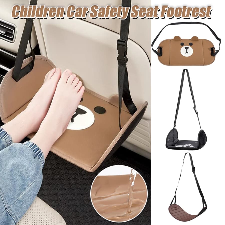 Apoio Para Os Pés Do Banco Traseiro Carro Crianças Suporte Ajustável Dobrável Almofada De Descanso Urso Assento Resto Pé