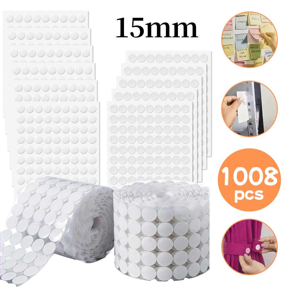 1008pcs Pontos De Velcro Fecho de contato carrapicho redondo dupla face p/ artesanato papelaria pedagógico