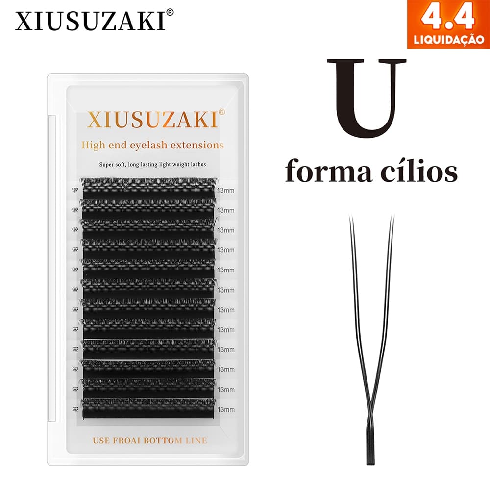 XIUSUZAKI 12 Linhas Cílios Em Forma De U Bloom Extensão De Naturais Paralelo