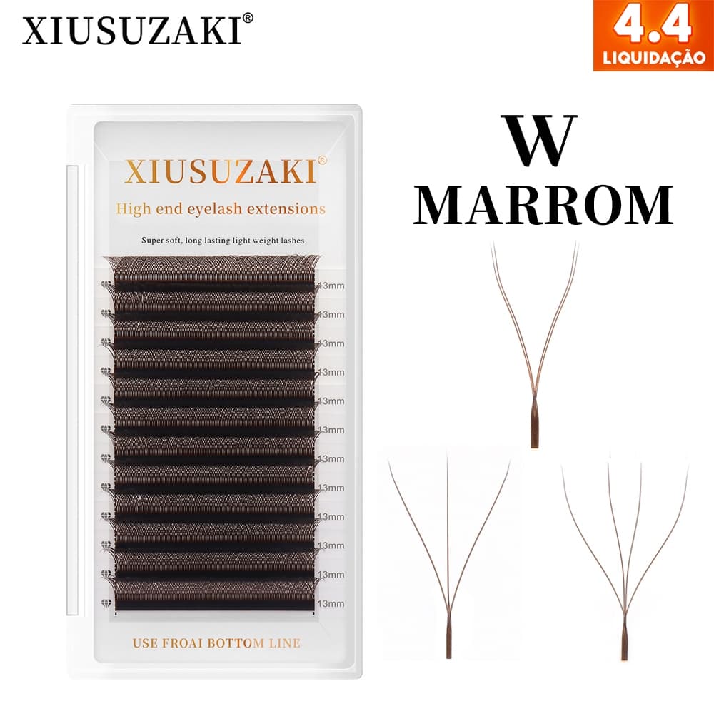 XIUSUZAKI Cílios Marrom Fio YY/3D/4D/5D W Shape Extensões De Cílios Volume Brasileiro