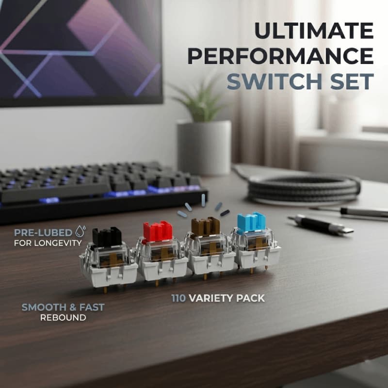 110 Unidades De Interruptores De Teclado Mecânico Linear Silenciosos Personalizados-Lubrificação Manual Tátil De 3 Pinos