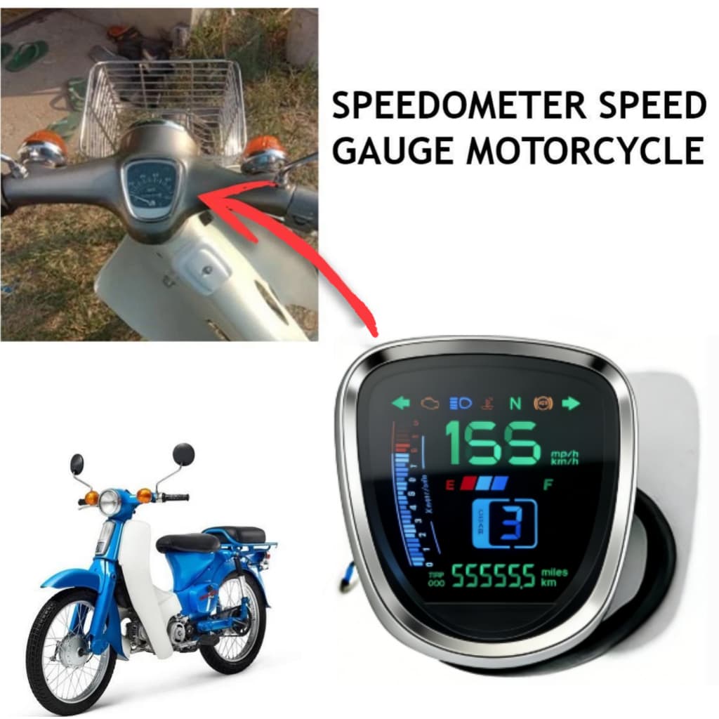 Para Honda Super Cub Passaporte C50 C70 C90 C70K1-D3 C70MK3 Deluxe 50 Motocicleta LED Digital Odômetro Velocímetro Tacôm