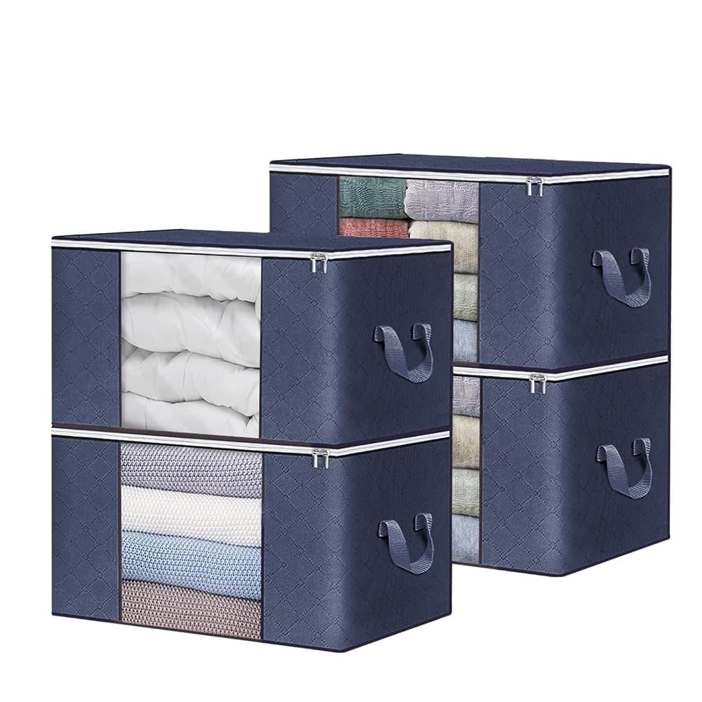 kit 4 Caixa Saco Organizador Cobertor Casaco Guarda Roupa Ecológico Anti-Poeira Umidade Insetos Multiuso