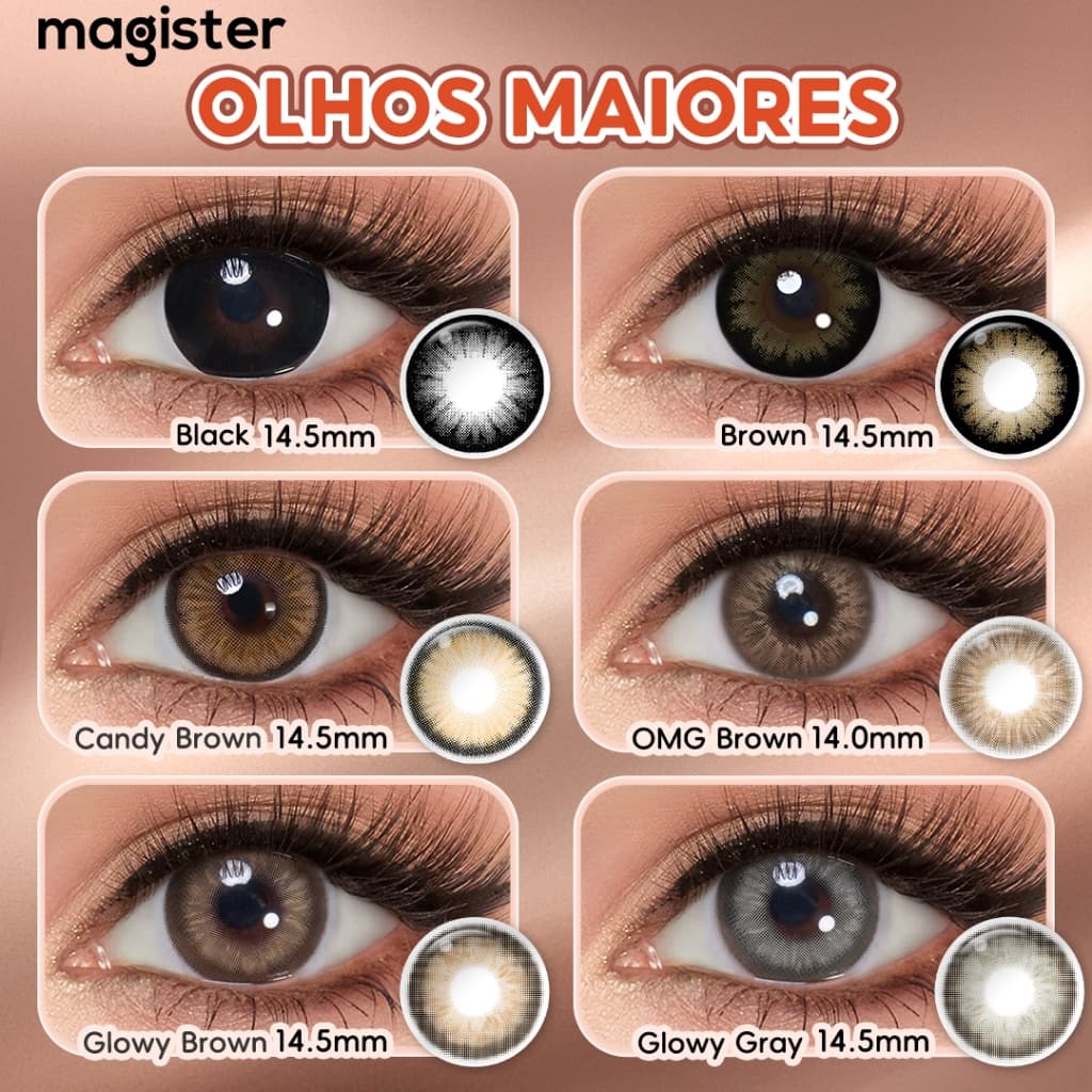 【100% Original】Magister lente de contato colorida 14.5mm black/Brown  lentes  1 Par