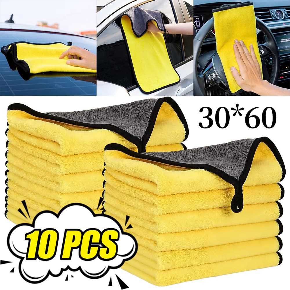 kit 10 toalha pano limpeza 30x60 2 lados limpar carros sem arranhar multiuso de microfibra macia