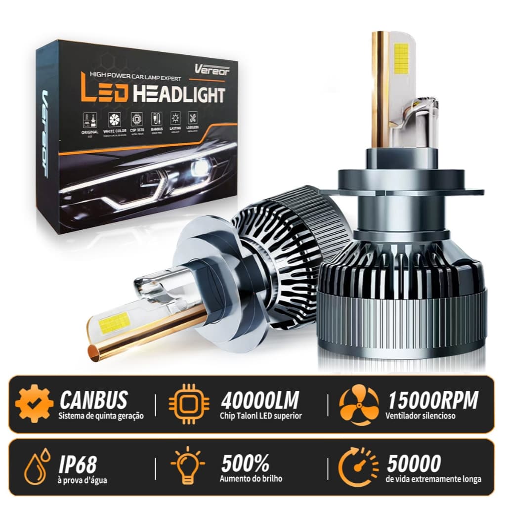Lâmpada LED 40000LM 300W 6000K M70 Luz Branca Super Brilho Kit Par Compatível H1/H3/H4/H7/H11/9005/9006 Frete Grátis