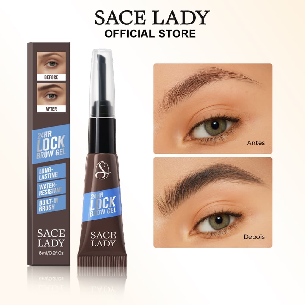 SACE LADY Gel para sobrancelhas 24h de Fixação Gel de Coloração de Longa Duração e à Prova d’Água