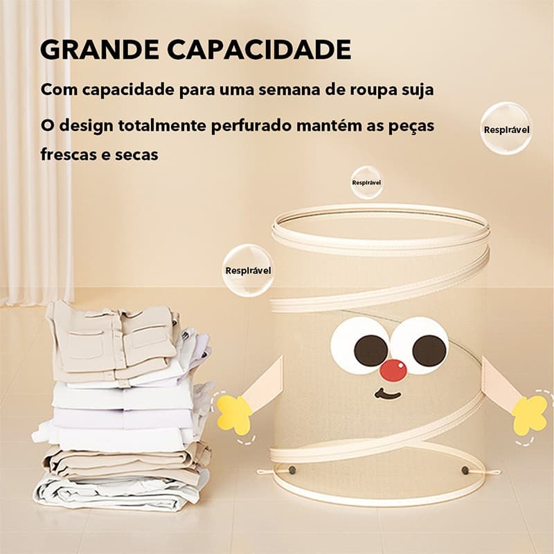 Cesta Organizadora Grande com Tampa Grande Capacidade para Roupas e Brinquedos Cesto de armazenamento dobrável