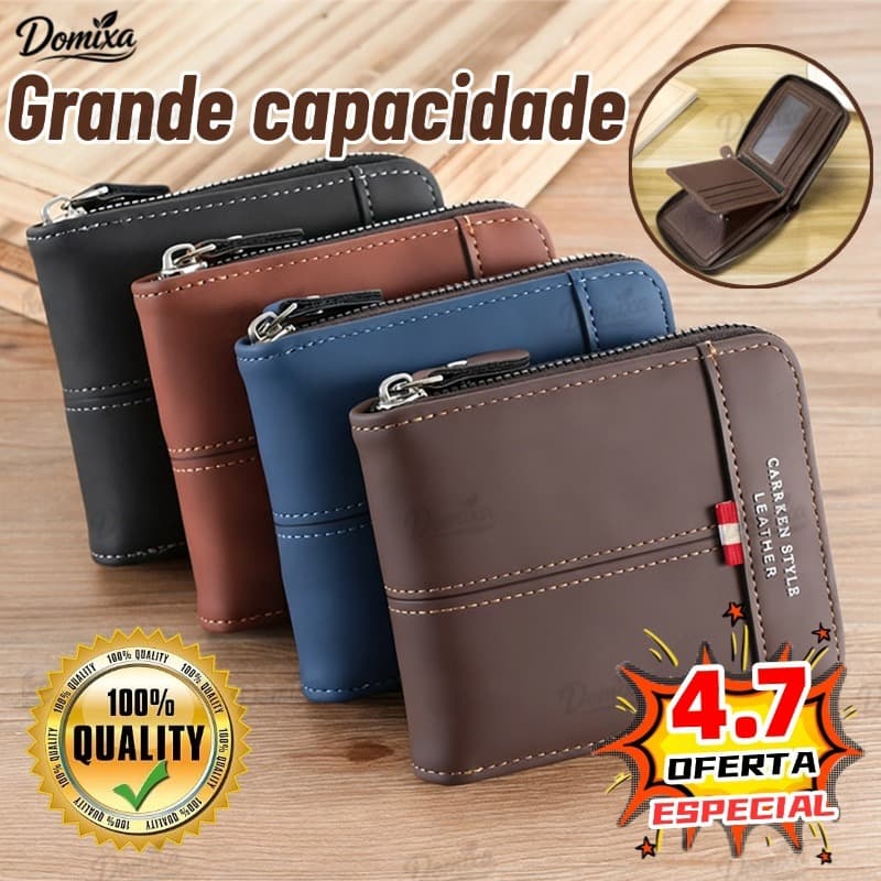 Carteira Masculina Com Zíper Em Bloco Colorido-Presente Multifuncional Para Moedas Curtas E Porta-Cartões Namorado-do