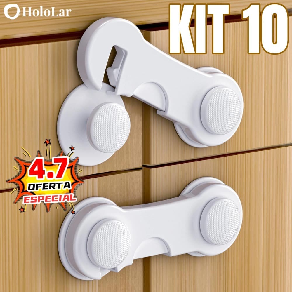 Kit 20/10 Travas Para Gaveta Porta Armário Segurança Bebê - Opção de cores HL