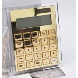 Calculadora Dourada Acrílica | Ferramenta De Mesa Financeira Para Escritório Escolar