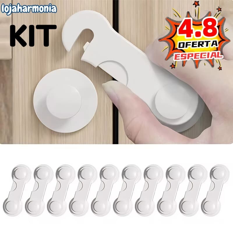 Kit 10/20 Travas Para Gaveta Porta Armário Segurança Bebê - Opção de cores