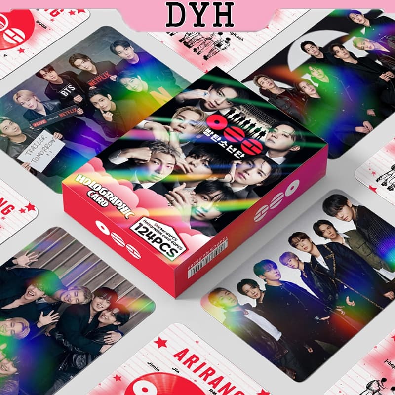 124 Pçs/Caixa BTS Photocards JUNGKOOK Cartão LOMO Holográfico V SUGA JIN Adesivo De