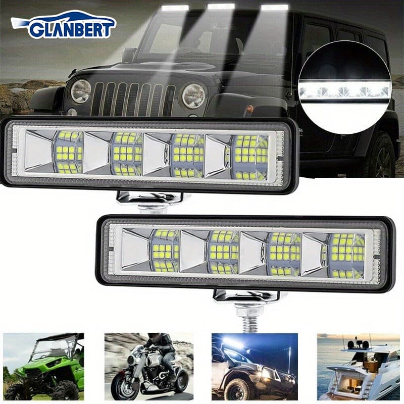 Barra de Luz LED 6” Alumínio 24LED para Carro, Refletor, Lâmpada Modificada Auxiliar para Engenharia e Manutenção