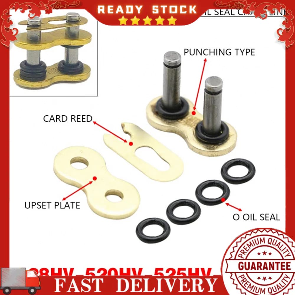 1 * Fivela De Corrente De Motocicleta 428/520/525/530Type Vedação De Óleo Espessa Dourada DID 428 520 525 530 Junta