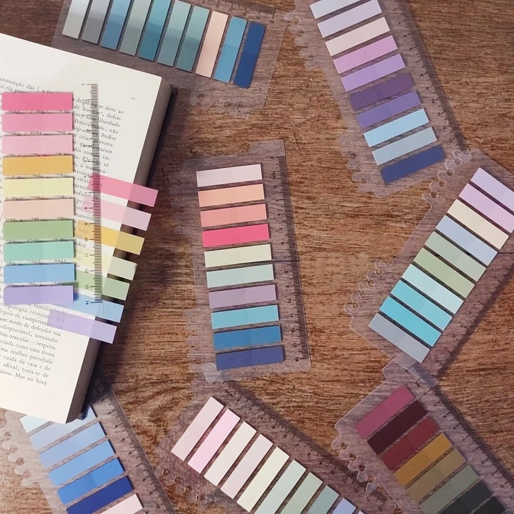 Marcador Livro Flags Adesivas Com Marcador De RéGua/Marca Pagina Post- It Marcador De PáGina Livro Papelaria EscritóRio Stick Notes Flags