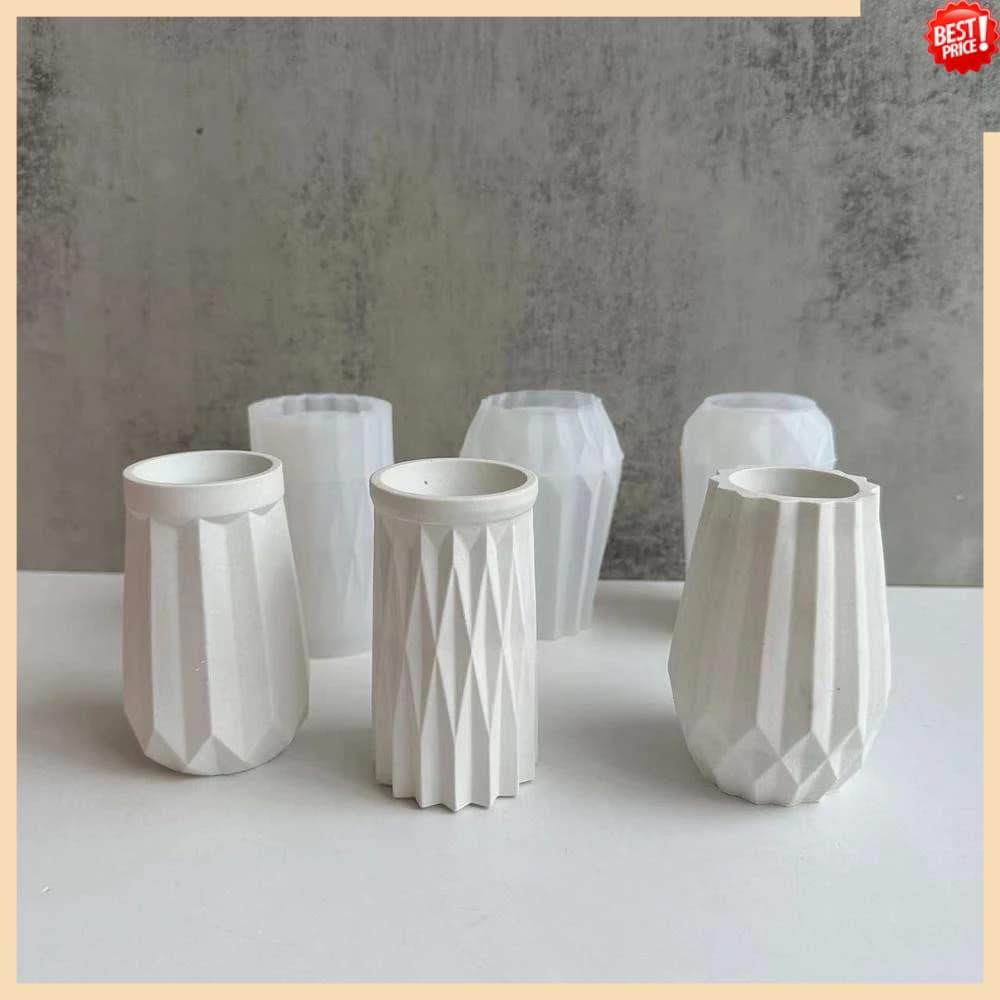 Molde De Vaso De Resina De Silicone Alto Facetado-Kit De Fabricação Flores Epóxi De Cristal DIY Para Decoração Geométric